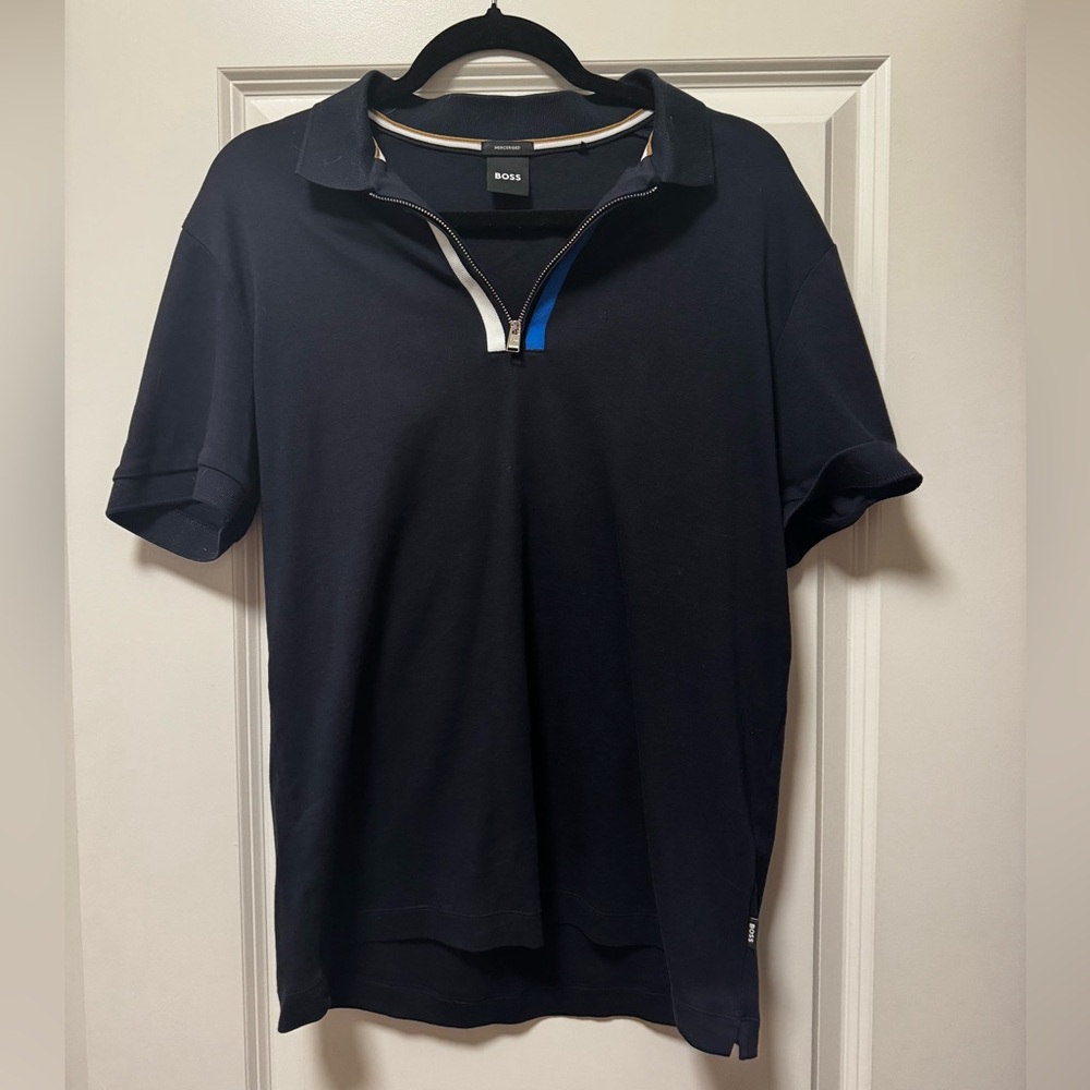 Boss Black Polo Shirt with Moisture-Wicking Fabric